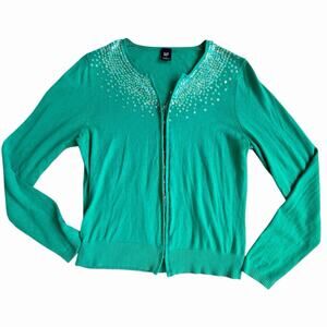 Vintage Gap 2005 Women’s Beaded Sequin Green Cardigan Hook Closure Size L